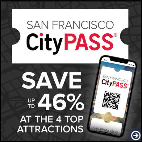 San Francisco CityPASS graphic highlighting 46% savings on 4 top SF attractions